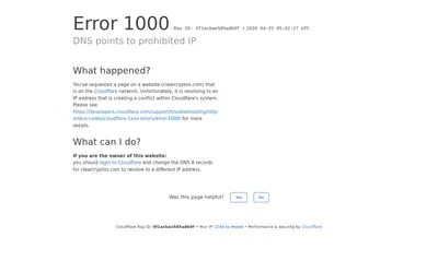 Website screenshot of ClearCryptos (2026-04-25)