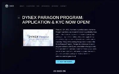 Website screenshot of Dynex (2026-05-24)