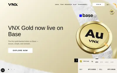 Website screenshot of VNX Gold (2026-05-20)