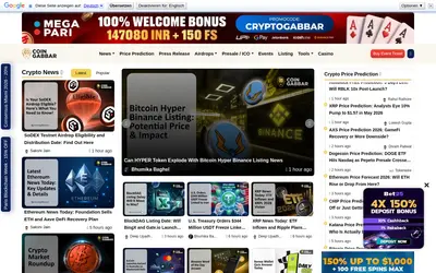 Website screenshot of Coin Gabbar Token (2026-04-25)