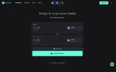 Website screenshot of Across Protocol (2026-05-31)