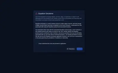 Website screenshot of Equalizer DEX (2026-04-25)