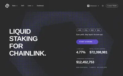 Website screenshot of stake.link (2026-04-25)