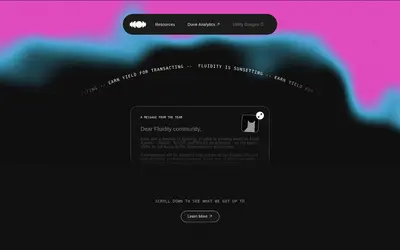 Website screenshot of Fluid DAI (2026-05-22)