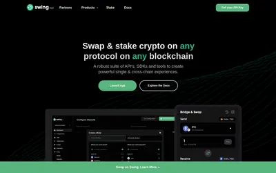 Website screenshot of Swing.xyz (2026-04-25)