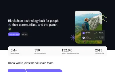 Website screenshot of VeThor Token (2026-04-25)