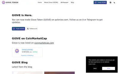 Website screenshot of GIOVE (2026-04-25)