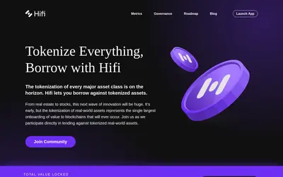 Website screenshot of Hifi Finance (2026-05-19)