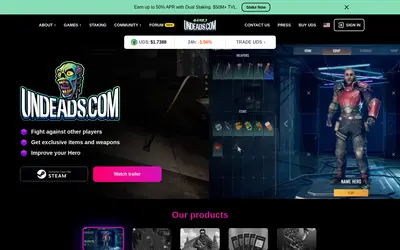 Website screenshot of Undeads Metaverse (2026-04-25)