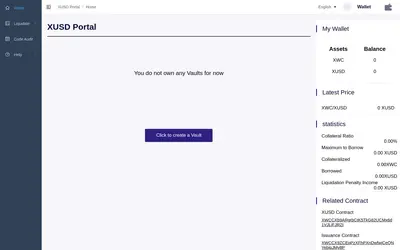 Website screenshot of XWC USD (2026-04-26)