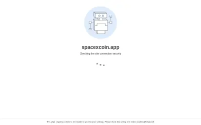 Website screenshot of SpaceXCoin (2026-05-25)