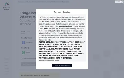 Website screenshot of Tether (Rainbow Bridge) (2026-04-25)