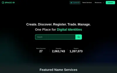 Website screenshot of Space ID (2026-04-25)