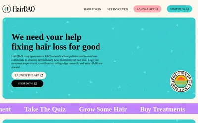 Website screenshot of HairDAO (2026-05-21)