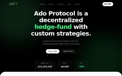 Website screenshot of ADO Protocol (2026-05-31)