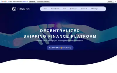 Website screenshot of BitNautic Token V2 (2026-05-22)