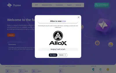 Website screenshot of Dypius (2026-05-19)