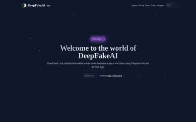 Website screenshot of DeepFakeAI (2026-04-25)