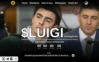 Website screenshot of Luigi Mangione (2026-05-21)