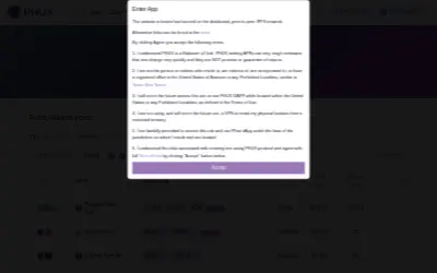 Website screenshot of PHUX Governance Token (2026-05-31)