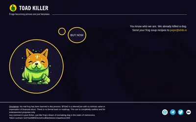 Website screenshot of Toad Killer (2026-04-26)