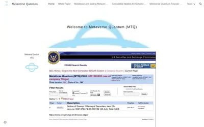 Website screenshot of Metaverse Quantum (2026-04-22)