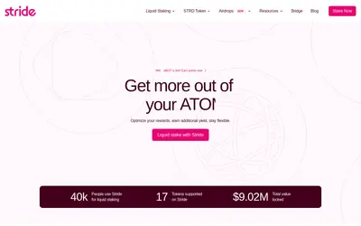 Website screenshot of Stride Staked Injective (2026-05-21)