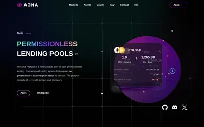 Website screenshot of Ajna Protocol (2026-05-20)