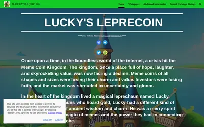 Website screenshot of LuckysLeprecoin (2026-05-21)