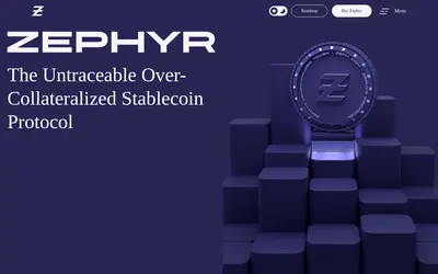 Website screenshot of Zephyr Protocol (2026-05-22)