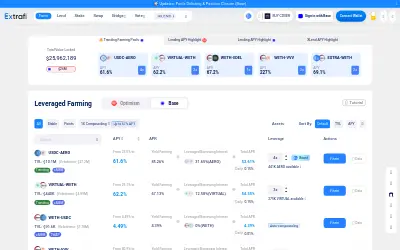 Website screenshot of Extra Finance (2026-05-25)