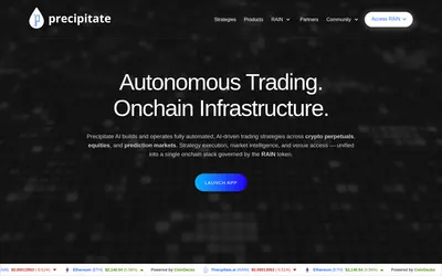 Website screenshot of Precipitate.AI (2026-05-21)