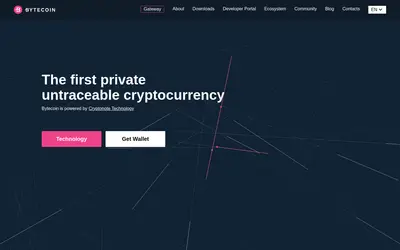 Website screenshot of Bytecoin (2026-05-19)
