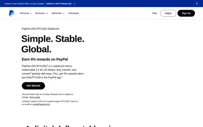 Website screenshot of PayPal USD (2026-05-20)