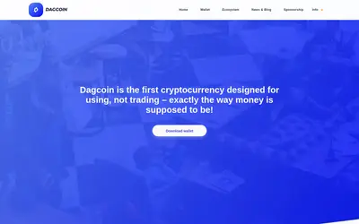 Website screenshot of Dagcoin (2026-04-26)
