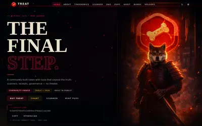 Website screenshot of TREAT Token (2026-05-20)