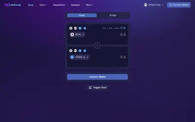 Website screenshot of zkSwap Finance (2026-04-26)