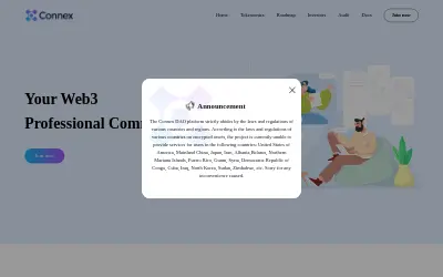 Website screenshot of Connex (2026-05-25)