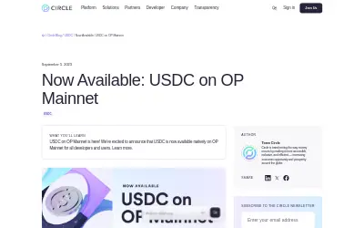 Website screenshot of Bridged USD Coin (Optimism) (2026-05-31)