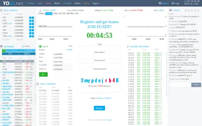 Website screenshot of Yobit Token (2026-05-23)