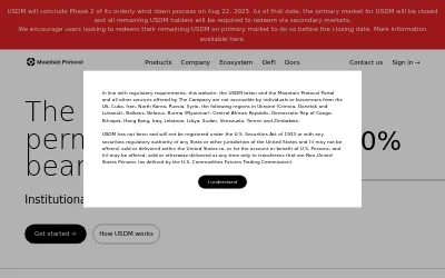 Website screenshot of Mountain Protocol USD (2026-05-31)
