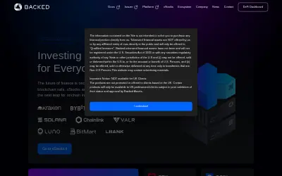 Website screenshot of Backed IB01 $ Treasury Bond 0-1yr (2026-05-31)