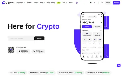 Website screenshot of CoinW (2026-04-25)