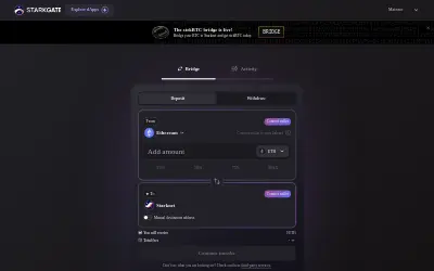 Website screenshot of Bridged Ether (StarkGate) (2026-05-31)