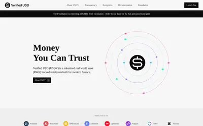 Website screenshot of Verified USD (2026-05-21)