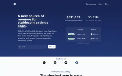 Website screenshot of Stable USDLR (2026-04-21)