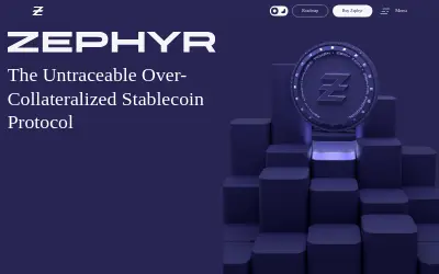Website screenshot of Zephyr Protocol Reserve Share (2026-05-31)