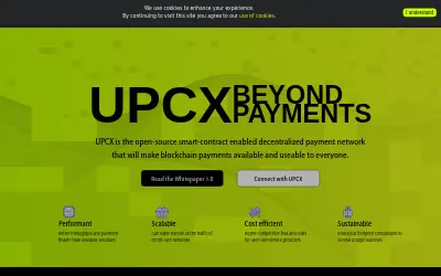 Website screenshot of UPCX (2026-05-31)