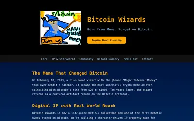 Website screenshot of Bitcoin Wizards (2026-04-20)