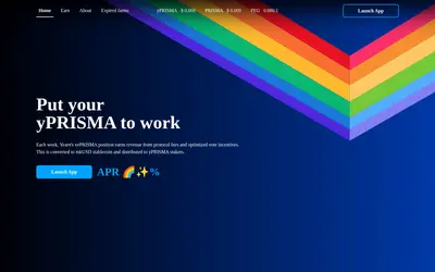 Website screenshot of Yearn yPRISMA (2026-05-21)